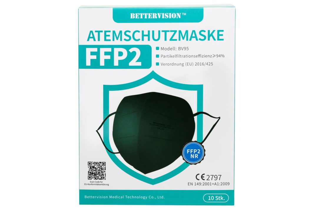 BETTERVISION Atemschutzmaske schwarz, FFP2 (10 St.)