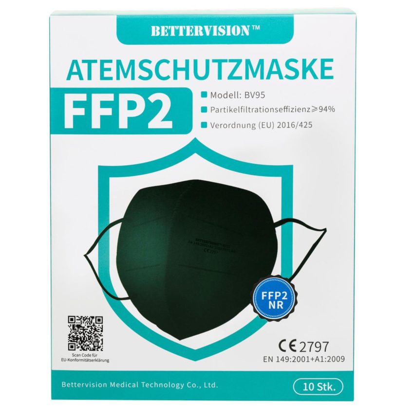 BETTERVISION Atemschutzmaske schwarz, FFP2 (10 St.)