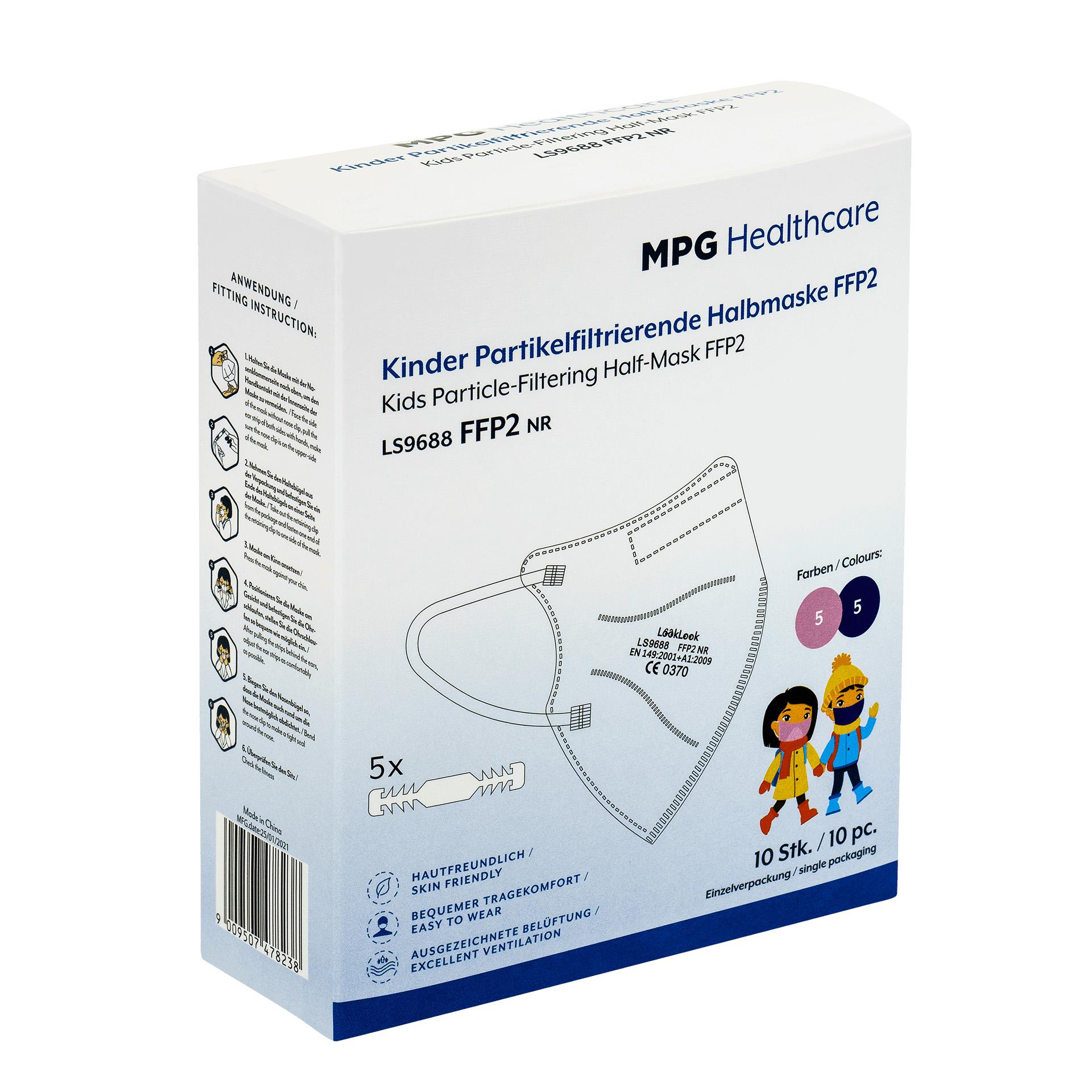 FFP2 Kindermaske – MPG Healthcare (pink & blau, 10 St.)