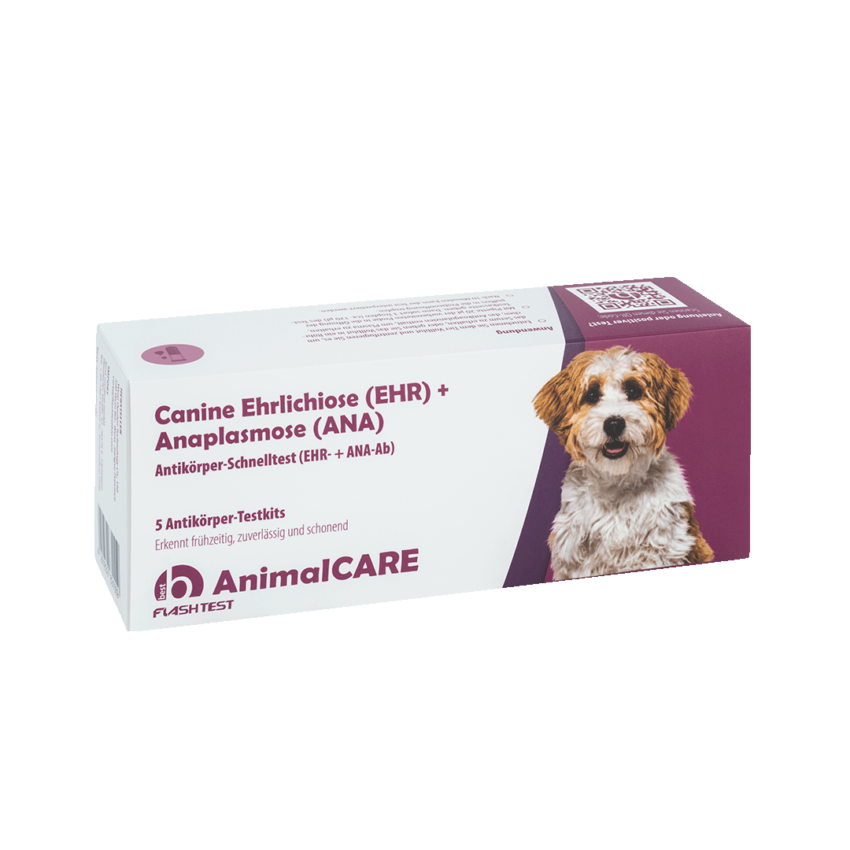 best AnimalCARE Schnelltest CanineEhrlichiose (EHR), Anaplasmose (ANA) 5er Box von vorne